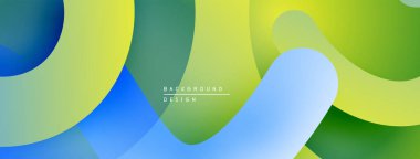 Soyut sıvı şekiller, canlı renklerin karışımı. Modern tasarım, pürüzsüz eğimler dinamik kompozisyon yaratır. Mükemmel arkaplan.