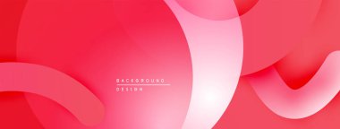 Soyut kırmızı arkaplan. Üst üste binen şekiller dinamik ve modern görsel efektler yaratır. Yumuşak eğimler ince bir derinlik sunar.