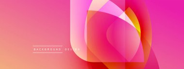 Soyut pembe, turuncu renkler. Üst üste binen şekiller dinamik görsel efekt yaratır. Arka planlar için modern tasarım ögesi.