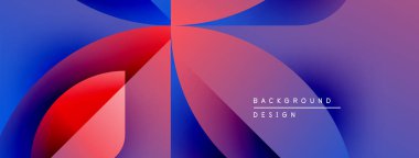 Soyut sıvı şekilleri canlı mavileri, kırmızıları, morları harmanlıyor. Modern tasarım değişken renk geçişleri, metin ögeleri içerir.