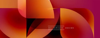 Soyut geometrik şekiller örtüşüyor, canlı turuncu ve kırmızı renkler yaratıyor. Modern tasarım dinamik hareket ve pürüzsüz geçişler öneriyor.