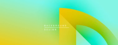 Soyut eğim arkaplanı. Sarı, turkuaz renkler düzgün bir şekilde harmanlanır. Minimalist tasarım kıvrımlı şekiller, metin örtüsü içerir. Modern estetik.
