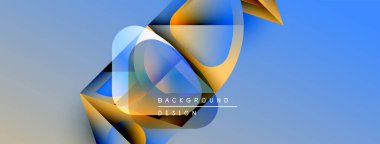 Soyut şekiller, canlı renkler, modern tasarım. Turuncu aksanlı mavi bir arkaplan. Minimalist estetik, dinamik kompozisyon.