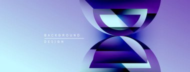Soyut geometrik tasarım. Mor, mavi gradyanlar dinamik şekiller yaratır. Dijital projeler için modern arka plan uygun. Minimalist estetik.