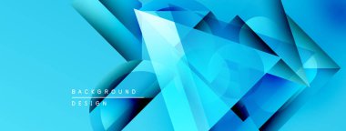 Soyut geometrik şekiller, canlı mavi gradyanlar, modern tasarım. Arka plan teknoloji, yenilik, dinamik bileşim öneriyor.