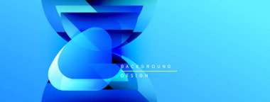 Soyut mavi tasarım katmanlı şekiller, gradyanlar içerir. Dijital projeler ve sunumlar için modern arkaplan uygun. Temiz, canlı estetik..