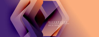 Soyut geometrik katmanlar dinamik değişim etkisi yaratır. Mor, turuncu renkler harmanlanarak modern arkaplan tasarımı oluşturur.
