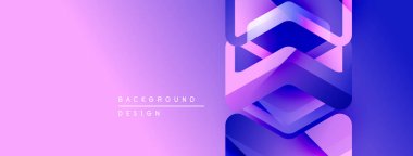 Soyut geometrik desen. Gradyan mor, mavi renkler modern tasarım yaratır. Metin arka plan tasarımı okur. Minimalist estetik.