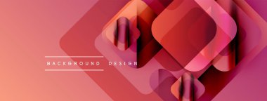 Soyut geometrik şekiller örtüşüyor, canlı pembe, kırmızı gradyanlar yaratıyor. Modern tasarım elementleri dinamik görsel deneyim önerir.