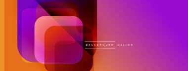 Soyut geometrik şekiller çakışıyor. Canlı turuncu, mor renkler modern arka plan yaratır. Metin arkaplan tasarımı okur.