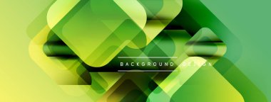 Soyut yeşil eğimli arkaplan. Üst üste binen kareler dinamik görsel doku yaratır. Dijital projeler için modern tasarım ögesi.