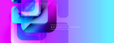 Soyut geometrik şekiller örtüşüyor, parlak mavi ve mor renkler yaratıyor. Arkaplan ve sunumlar için modern tasarım ögesi.