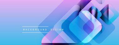 Soyut katmanlı şekiller canlı gradyan arkaplan oluşturur. Mavi, mor renkler düzgün bir şekilde harmanlanır, modern tasarım ögesi.