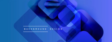 Soyut mavi tasarım üst üste binen kareler, gradyanlar, modern estetik özellikler. Arkaplan metni arkaplan tasarımı okur. Basit, temiz kompozisyon.