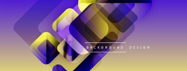 Soyut geometrik şekiller örtüşüyor, parlak mor renkler yaratıyor, altın renkleri. Arkaplan ve sunumlar için modern tasarım ögesi.