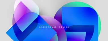 Soyut şekiller örtüşüyor, canlı renk değişimleri yaratıyor. Modern tasarım düz geçişler, havalı tonlar, artı metin ögesi içerir.