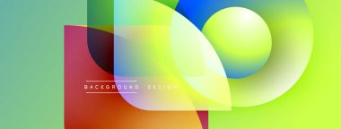 Soyut, enerjik şekiller çakışıyor. Gradyan renkler modern tasarım yaratır. Metin, arkaplan tasarımını merkezden okur.