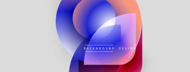 Soyut renkli şekiller örtüşür, dinamik görsel efekt yaratır. Modern tasarım elementleri yenilik, enerji, akıcılık öneriyor.