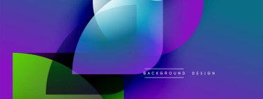 Soyut sıvı şekilleri örtüşür ve canlı renk değişimleri yaratır. Modern tasarım mor, yeşil ve mavi renklere sahiptir. Minimalist estetik.