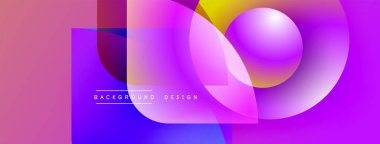 Soyut canlı tasarım, üst üste binen renkli şekiller, gradyanlar. Arka planlar ve sunumlar için modern estetik.