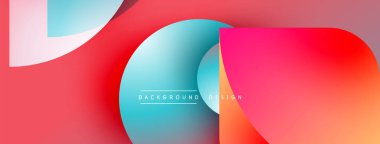 Soyut geometrik şekiller çakışıyor. Canlı gradyanlar dinamik görsel efekt yaratır. Arkaplan ve sunumlar için uygun modern tasarım.