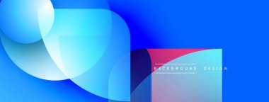 Soyut mavi tasarım üst üste binen şekiller, gradyanlar. Modern estetik, arka planlar, afişler, sunumlar için uygun. Canlı renkler dinamik görsel etki yaratır.