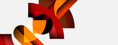 Soyut şekiller örtüşür, dinamik bileşim yaratır. Sıcak renkler baskın, eğimler derinlik katıyor. Minimalist tasarım modern estetiği çağrıştırıyor.