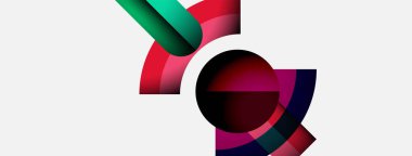 Soyut renkli şekiller örtüşür, dinamik bileşim yaratır. Gradyan renkler harmanlanarak modern görsel tasarım oluşturur. Minimalist estetik.