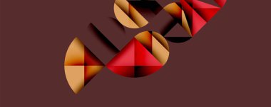 Soyut geometrik şekiller, kırmızı ve altın rengi, dinamik kompozisyon. Minimalist tasarım, modern estetik, ince gradyanlar mevcut..