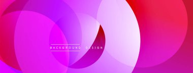 Soyut, canlı daireler üst üste biniyor, dinamik pembe, mor gradyan oluşturuyor. Metin, kompozisyon içerisindeki arkaplan tasarımını okur.