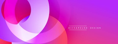 Soyut enerji çemberleri çakışıyor ve akışkan değişim etkisi yaratıyor. Pembe, mor renkler kompozisyona hakim. Modern tasarım ögesi.