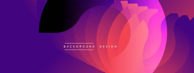 Soyut akışkan şekiller, canlı mor, pembe gradyan. Arka planlar ve sunumlar için modern tasarım öğesi. Düz eğriler dinamik görsel efekt yaratır.