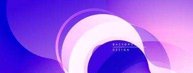 Soyut eğimler akışkan şekiller yaratır. Mor, menekşe renkleri modern estetik sunarak tasarıma hakim. Mevcut en küçük metin.