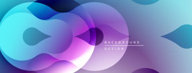 Soyut sıvı şekilleri örtüşür, canlı gradyanlar yaratır. Maviler, morlar, pembeler kusursuz bir şekilde harmanlanır. Modern tasarım ögesi.
