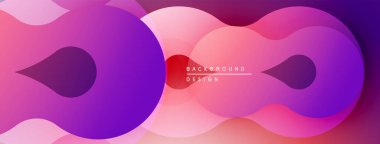 Soyut şekiller örtüşüyor, canlı pembeler, morlar yaratıyor. Gradyan renkler düzgün bir şekilde harmanlanarak modern tasarım ögesini oluşturur.