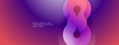 Soyut mor gradyan tasarım. Üst üste binen şekiller modern görsel efektler yaratır. Yumuşak geçişler, canlı renkler sunar.