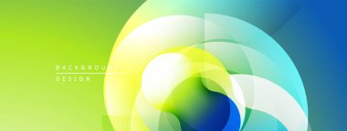 Soyut enerjik tasarım. Üst üste binen daireler dinamik görsel efekt yaratır. Gradyan renkler düzgün bir şekilde harmanlanarak modern estetik sunuyor.