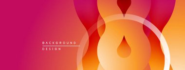 Soyut eğim arkaplanı. Sıcak renkler harmanlanarak, dinamik görsel efekt yaratır. Modern tasarım için daireler ve şekiller örtüşür.