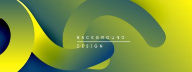 Soyut sıvı şekilleri, canlı gradyanlar. Sarı, yeşil, koyu mavi renkler kusursuz bir şekilde harmanlanır. Arka planlar için modern tasarım ögesi.