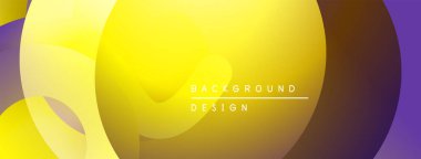 Soyut sarı, mor gradyan. Üst üste binen şekiller dinamik görsel efekt yaratır. Modern tasarım arka planlar için uygun.