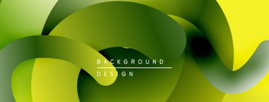 Soyut akışkan şekiller, canlı yeşiller, sarılar dinamik bir zemin oluşturur. Modern tasarım, düzgün eğimler, görsel uyum.