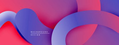 Soyut sıvı şekilleri örtüşür, canlı gradyanlar yaratır. Pembe, mor, mavi renkler kompozisyona hakim. Modern tasarım ögesi.