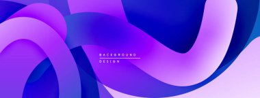 Soyut sıvı şekilleri, canlı mor, mavi gradyanlar. Modern tasarım, pürüzsüz kıvrımlar dinamik arkaplan yaratır. Minimalist estetik.