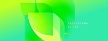 Soyut canlı yeşil arka plan. Üst üste binen şekiller dinamik görsel efekt yaratır. Dijital projeler için modern tasarım.