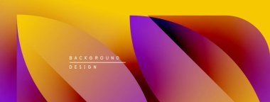 Soyut sıvı şekilleri canlı turuncu, sarı ve mor renkleri harmanlar. Arka planlar ve sunumlar için modern tasarım öğesi. Minimalist estetik.
