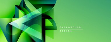 Soyut geometrik şekiller örtüşür, canlı yeşil gradyan etkisi yaratır. Sancaklar ve arka planlar için modern tasarım uygun.