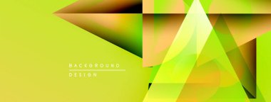 Soyut geometrik tasarım. Canlı yeşil, sarı renkler dinamik kompozisyon oluşturur. Sunumlar ve grafikler için modern arkaplan uygun.