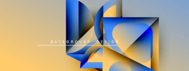 Soyut geometrik şekiller örtüşür, dinamik görsel efekt yaratır. Gradyan renkler harmanlanarak modern arkaplan tasarımı oluşturur. Minimalist stil.