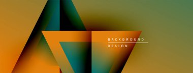 Soyut geometrik şekiller örtüşür, canlı gradyanlar yaratır. Metin, arkaplan tasarımını basit yazı tipiyle okur. Sıcak tonlar kompozisyona hakim.