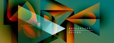 Soyut geometrik şekiller, canlı renkler, modern tasarım. Gradyan karışımları dinamik görsel doku oluşturur. Minimalist metin kompozisyonu.